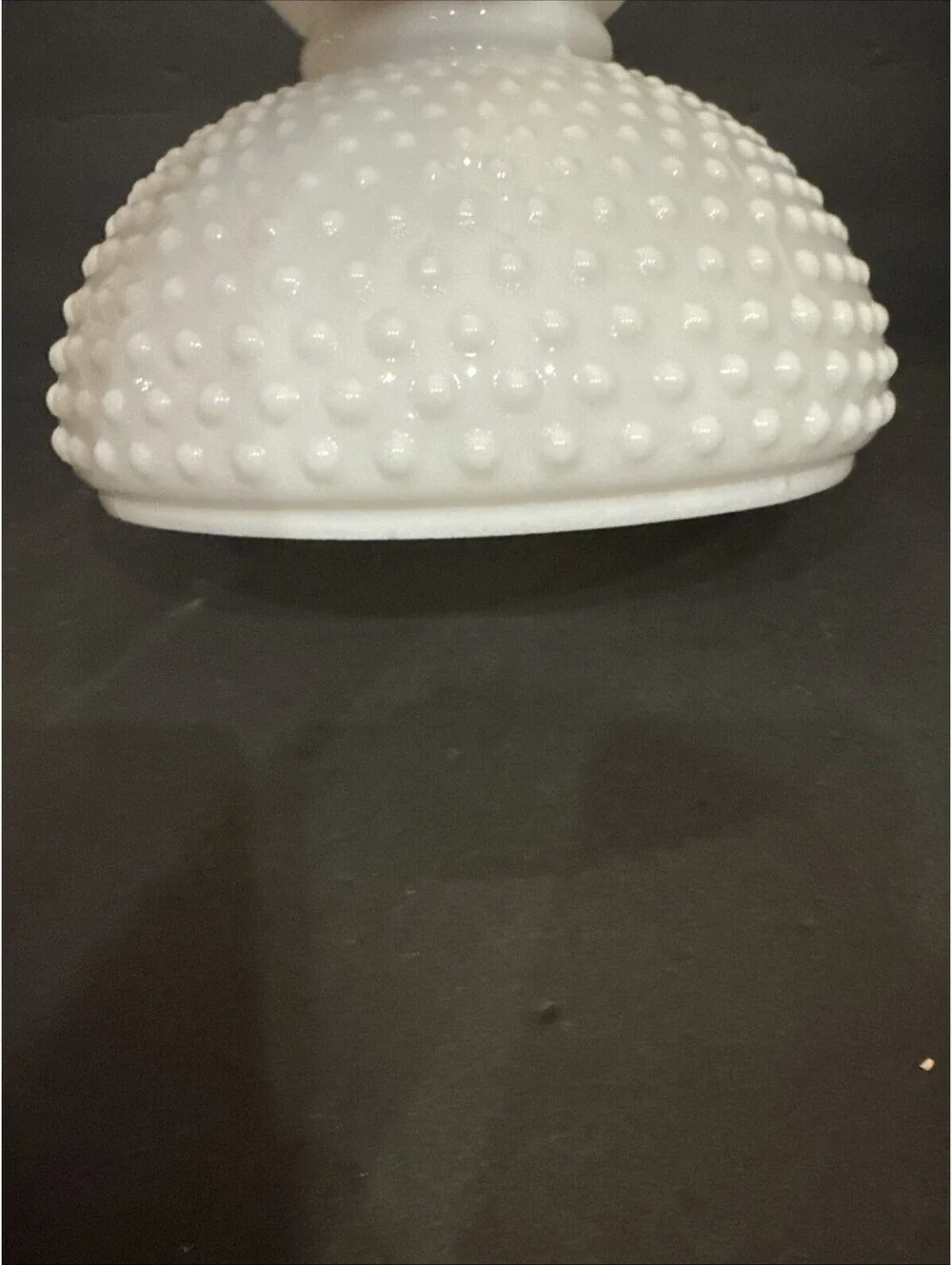 Large White Milk Glass Hobnail Student Lamp Shade Crimp Top 9.75” Fitter